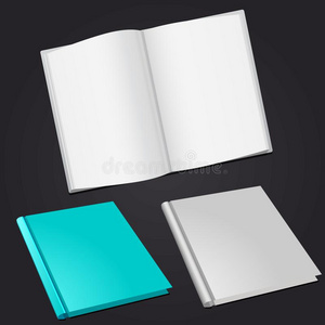 放置空白的垂直的书样板和页向黑的表面