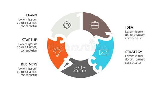 矢量圆箭信息图,循环图表,几何学的图表