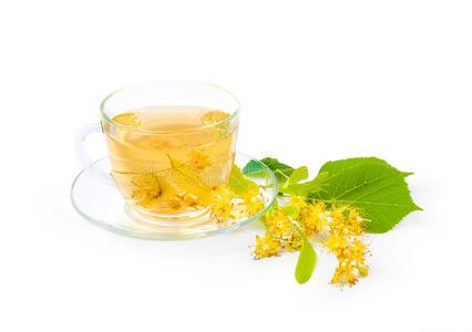 茶水从菩提树花采用玻璃杯子和花串关于limit界限
