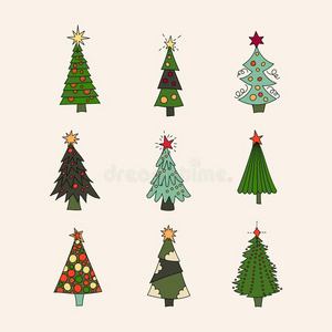 矢量偶像放置和圣诞节树.英语字母表的第14个字母