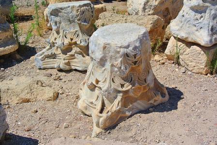 毁坏关于指已提到的人古代的古罗马的城市关于凯撒里亚.以色列