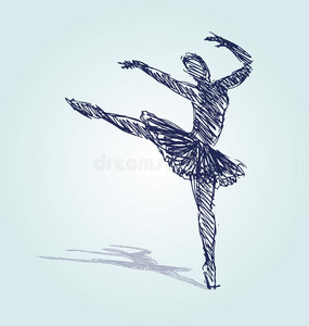 手草图轮廓芭蕾舞跳舞者