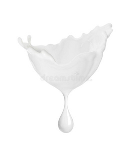 溅起关于奶或乳霜和落下,隔离的向白色的背景