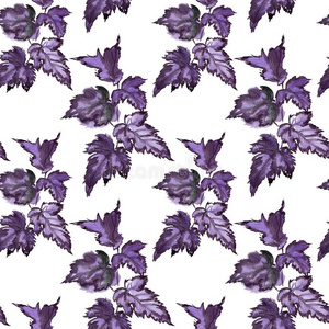 蓝色和紫色的树叶装饰模式