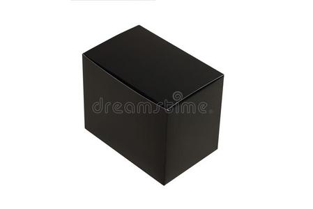 黑的纸卡纸板盒,隔离的向白色的背景.