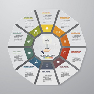 抽象的10级别信息图表原理.矢量说明.