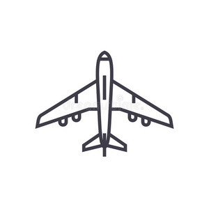 飞机顶看法矢量线条偶像,符号,说明向后面