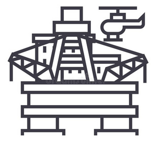 油台,船桅的装置矢量线条偶像,符号,说明向后面