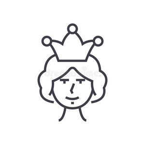 女王矢量线条偶像,符号,说明向背景,编辑标签照片