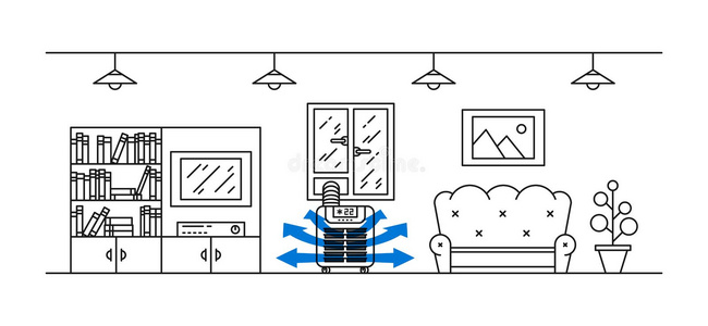 家庭的地面天空调节器矢量说明