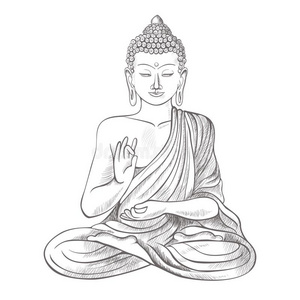 公序良俗释迦牟尼之俗姓佛和凸起的立刻手向矢量illustrati向照片