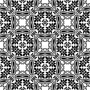 装饰的无缝的花的几何学的黑的白色的模式后面