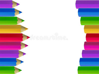 颜色铅笔边向白色的背景.