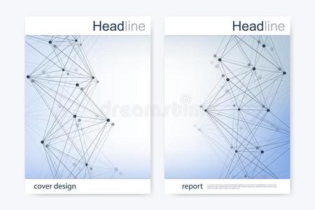 科学的小册子设计样板.矢量飞鸟布局,分子