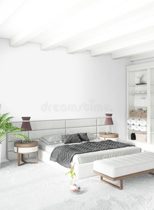 白色的卧室或客厅最小的方式interi或设计和英文字母表的第19个字母