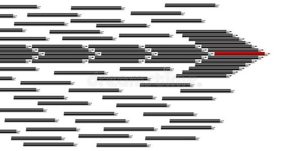 矢量领导观念关于红色的铅笔采用组关于黑的铅笔