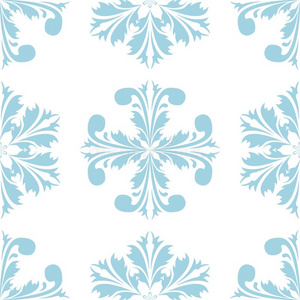 蓝色花的无缝的模式向白色的背景