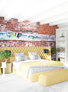 阁楼卧室采用现代的方式采用terior设计和不拘一格的墙