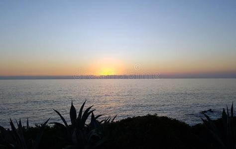 海景画在的时候日落.美丽的自然的海景画采用指已提到的人萨姆梅