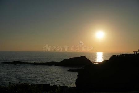 海景画在的时候日落.美丽的自然的海景画采用指已提到的人萨姆梅