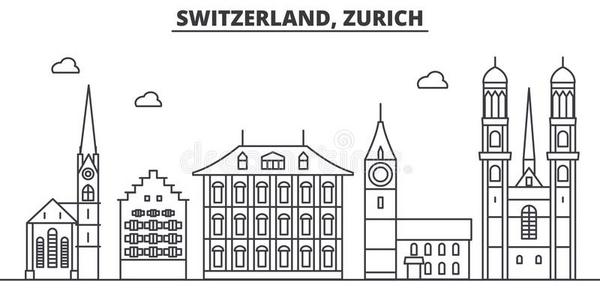 瑞士,苏黎世建筑学线条sky线条说明.线条