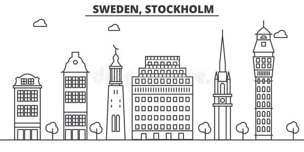 瑞典,斯德哥尔摩建筑学线条sky线条说明.直线的
