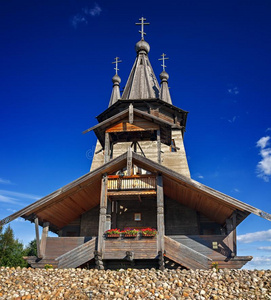 老的规范的木制的教堂.俄罗斯帝国