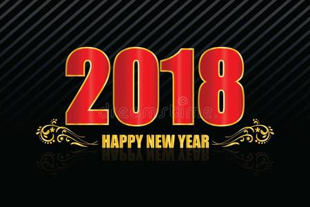 2018新的年黑的背景,红色的颜色和金色的边.