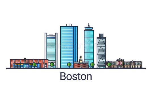 平的线条波士顿横幅照片