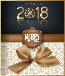 幸福的新的年2018招呼卡片,愉快的圣诞节