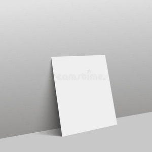 白色的纸倾向反对一灰色的w一ll.矢量illustr一tion.moment