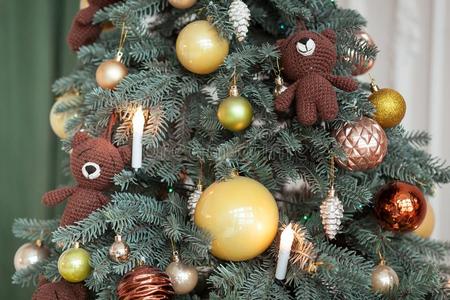 圣诞节树装饰.玩具愈合熊,花环家畜的肺脏和