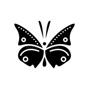 蝴蝶偶像,矢量说明,黑的符号向隔离的背