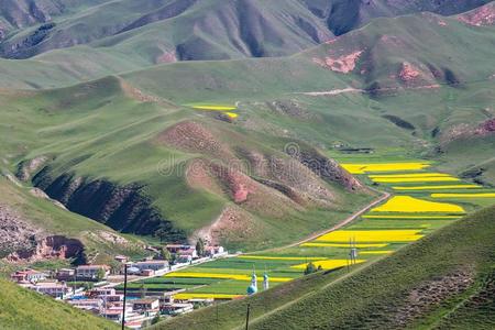 中国青海祁连县卓尔山风景优美的