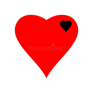 矢量关于袖珍型的东西黑的心采用红色的心偶像说明