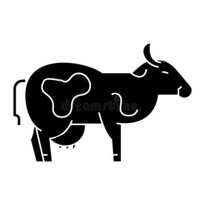 奶牛偶像,矢量说明,符号向隔离的背景