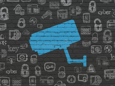 安全观念:closed-circuittelevisi向闭路电视照相机向墙背景照片