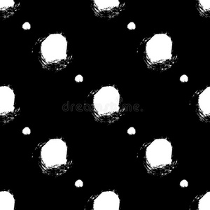 无缝的黑的和白色的模式和抽象的圆