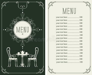 菜单和价格,影像关于serve的过去式表和椅子