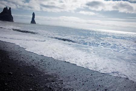 冰岛,黑的海滩.美丽的风景
