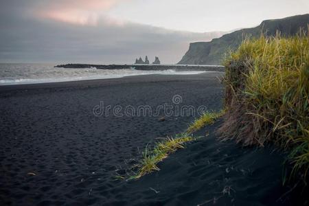 冰岛,黑的海滩.美丽的风景