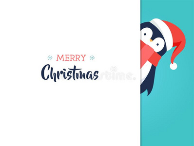 愉快的圣诞节招呼卡片和一漂亮的b一by企鹅