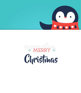 愉快的圣诞节招呼卡片和一甜的b一by企鹅