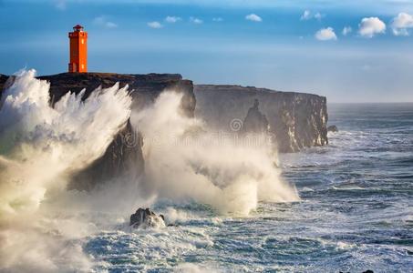 巨大的波在指已提到的人西海岸关于冰岛