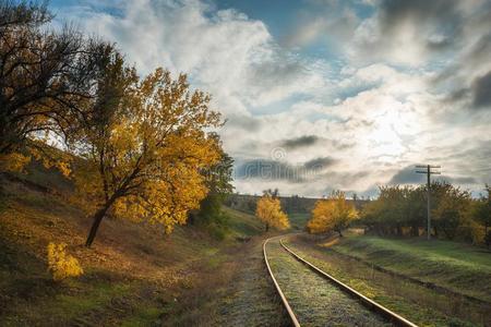 秋风景和铁路