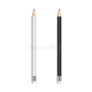 银和黑的铅笔向白色的背景.矢量插科打