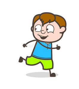 跑步采用高兴漂亮的漫画男孩说明