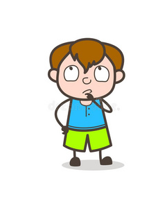 值得思考的漫画小的小孩思考面容-漂亮的漫画男孩说明照片