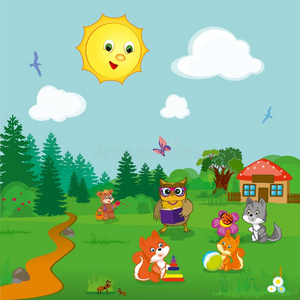 幼儿园国旗台阶动物在幼儿园照片