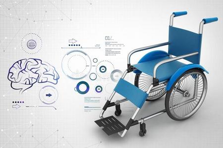 医学的轮子椅子和病毒采用颜色背景